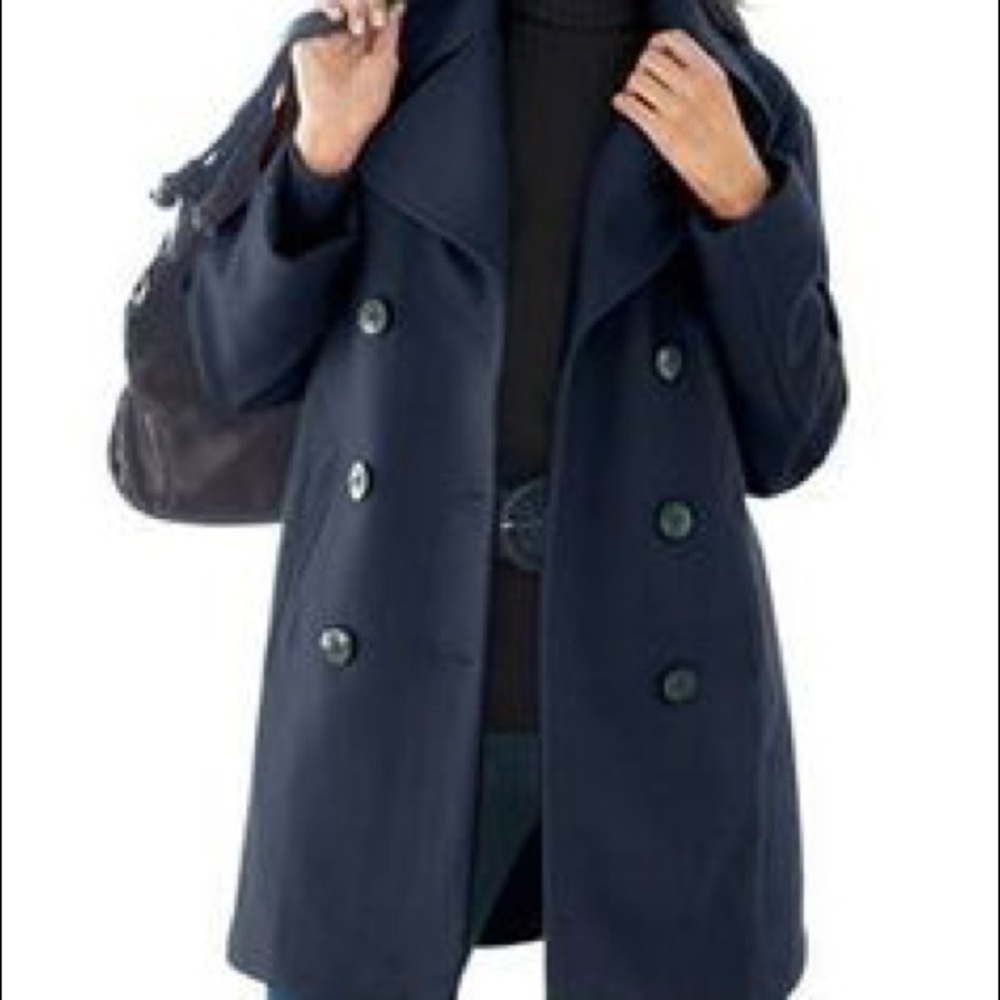 Sinclaire 10 wool pea coat in dark navy
